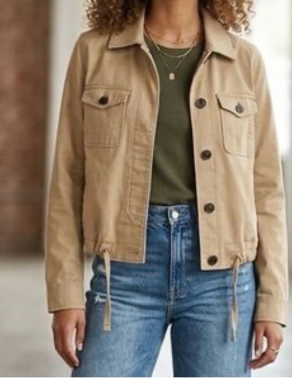 Banana Republic Tan Utility Drawstring Hem Jacket